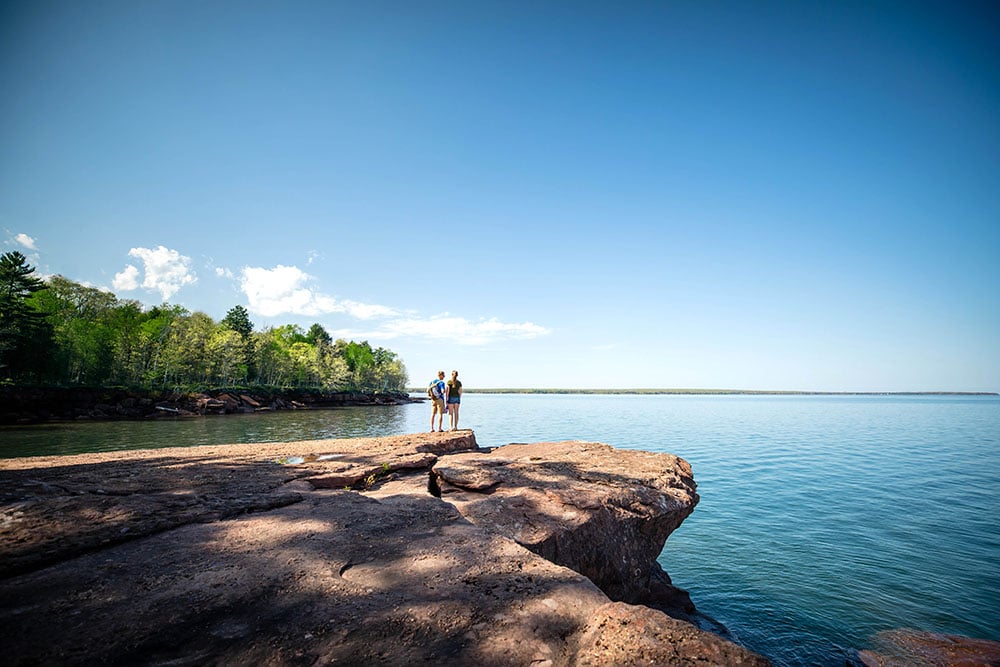 Couple Enjoying Water at Big Bay State Park in Madeline Island