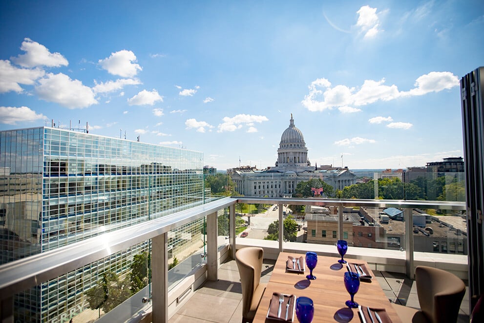 View of the Capitol from Rooftop at Eno Vino